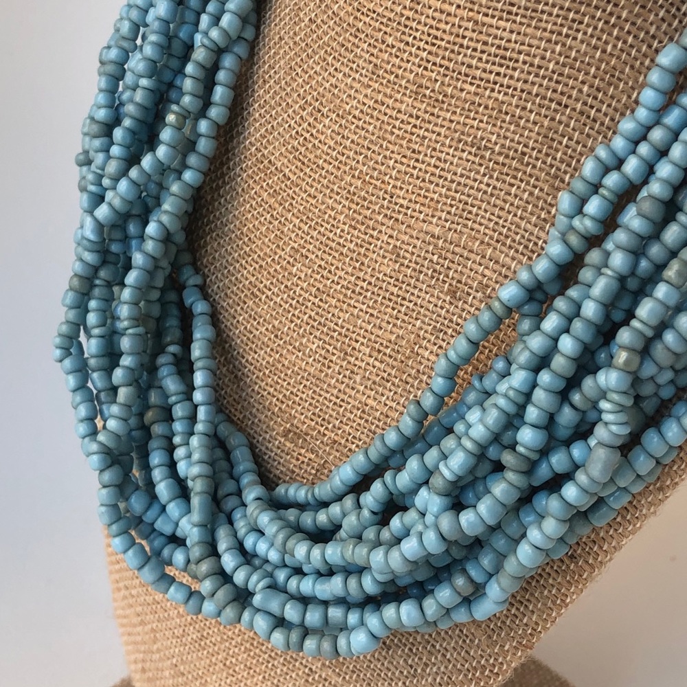 New Multi-Strand Sky Blue Statement Necklace - image 2